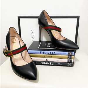 Gucci Black Sylvie Mid-heel Leather Pumps